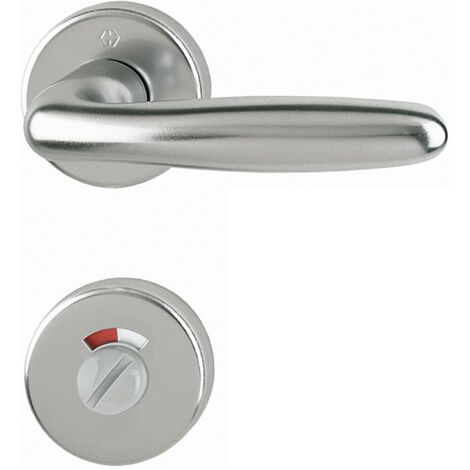 Hoppe Drückergarnitur Verona Türklinke mit Rosette WC mit Schnellstift, TS 37-47, Aluminium Edelstahl-Effekt (1/5)