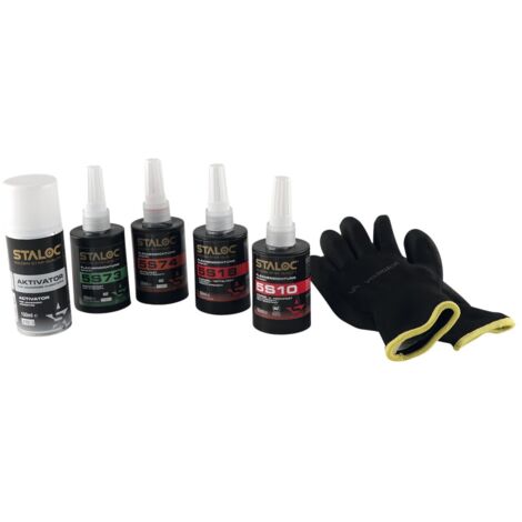 Staloc Flächendichtung Set - Dichtungskleber ideal zur Verklebung von Pumpen, Motoren und Gehäuseteilen 50ml - 5er Set 5S10/5S18/5S73/5S74 + Aktivator Spray (1/5)
