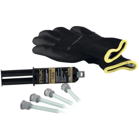 Staloc 2 Komponenten Kleber extra stark Power 703 - Kraftkleber für Metall, Stein & Keramik, Klebstoff 25ml beige + 4x Statikmischer