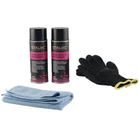 Staloc Edelstahlreiniger - Reinigungsmittel für Edelstahl zur Reinigung und Pflege - 2x Edelstahl Reiniger + 1x Mikrofasertuch (1/5)