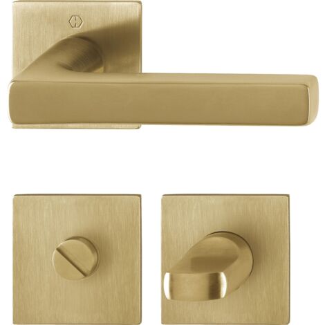 Hoppe WC Rosette flach Dallas - Rosette WC eckig, Edelstahl messingfarben hell satiniert