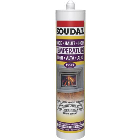Soudal Dichtmasse hitzebeständig - Kamin und Ofenrohr Dichtmasse, für Mauerwerk, Beton und Metalle, bis zu 1500 grad, 300ml schwarz