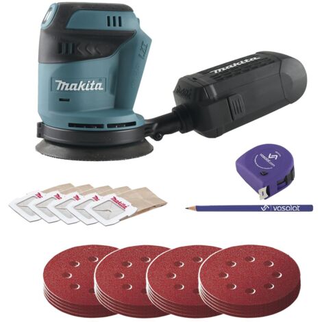 Makita Akku Exzenterschleifer 18V DBO180Z + Schleifscheiben Set 4-teilig K60/80/120/180