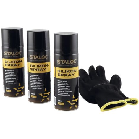 Staloc Silikonspray - ideal für die Gummipflege und Auto Kunststoffpflege, 3in1 Schmier-, Gleit- und Trennmittel, transparent 400ml - 3 Stück