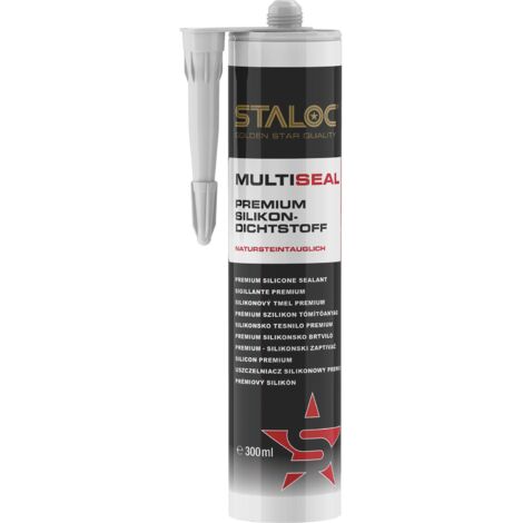 Staloc MultiSeal Silikon dunkelgrau - hocheffektive nicht korrosive Silikondichtmasse für Innen- und Außen, 300ml Dichtstoff Kartusche