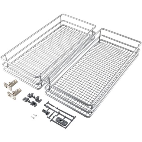 Vauth-Sagel VS SUB Side Drahtkorb Saphir 90° - Set für Küchenunterschränke mit KB 200mm - Korb aus feinmaschigem Drahtgitter, Stahl pulverbeschichtet silberfärbig