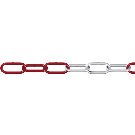 DÖRNER + HELMER DIN5685-1 Absperrkette rot-weiß verzinkt 6 mm 1 Bund=15 Meter