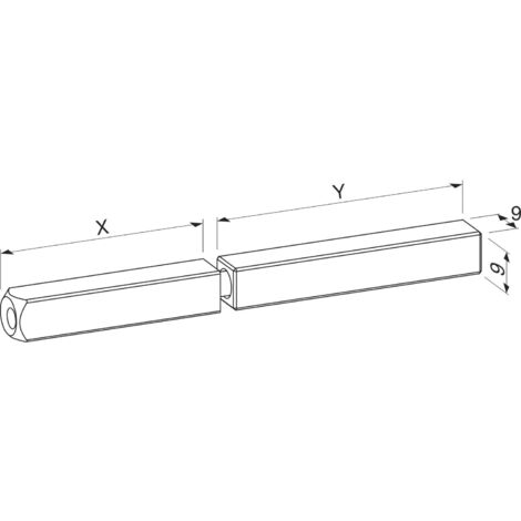 Eco Drückerstift geteilt 50/60mm Vierkantstift 9mm passend zu EN179 & EN1125, Stahl verzinkt