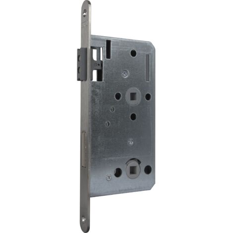 KFV Magnetfallenschloss WC 78mm Türbeschlag, Einsteckschloss magnetisch DM 55 Stulp rund, Edelstahl