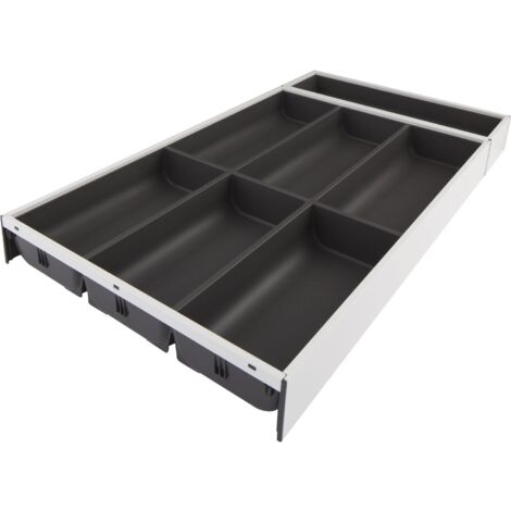 Blum Ambia-Line Besteckkasten 574x300x50, Stahl seidenweiß oriongrau matt