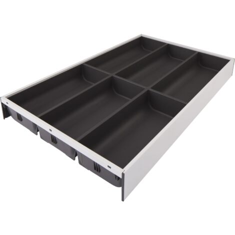 Blum Ambia-Line Besteckkasten 475x300x50, Stahl seidenweiß oriongrau matt