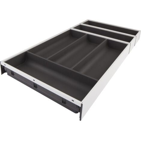 Blum Ambia-Line Besteckkasten 624x300x50, Stahl seidenweiß oriongrau matt