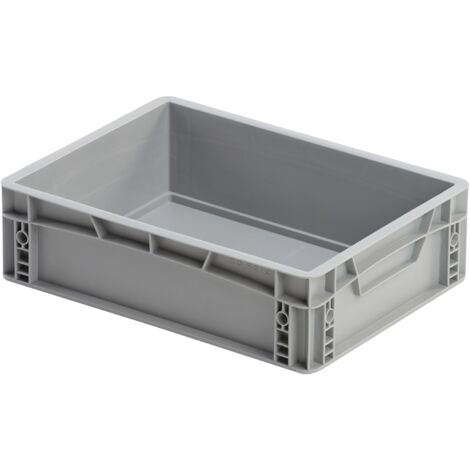 Eurobox 40x30x12 in Grau - Aufbewahrungsbox ohne Deckel mit Griffe bis 20kg belastbar, Polypropylen