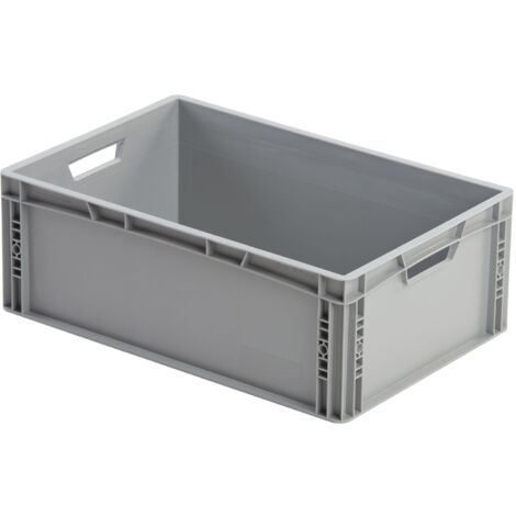 Eurobox 60x40x22 in Grau - Aufbewahrungsbox ohne Deckel mit Griffe bis 20kg belastbar, Polypropylen