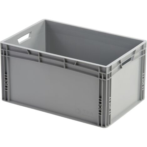 Eurobox 60x40x32 in Grau - Aufbewahrungsbox ohne Deckel mit Griffe bis 20kg belastbar, Polypropylen