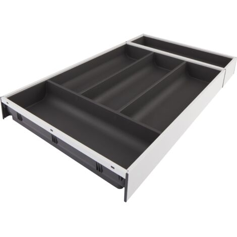 Blum Ambia-Line Besteckkasten 524x300x50, Stahl seidenweiß oriongrau matt