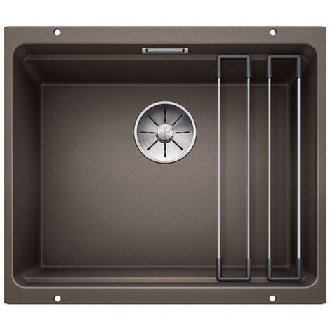 Blanco Unterbauspüle Etagon 500-U - Waschbecken Unterbau mit C-overflow und InFino Ablaufsystem, Granit cafe
