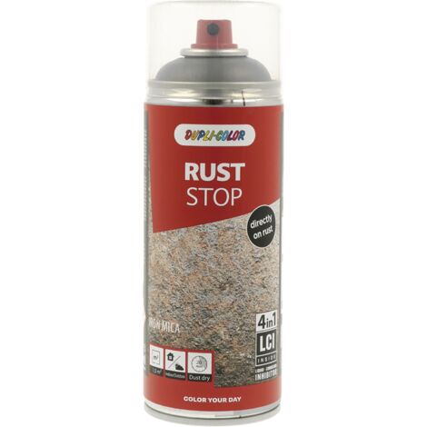 Dupli Color Rost Stop 4in1 - Grundierung und aktiver Rostschutz Spray - hochdeckend und versiegelnd Eisenglimmer 400ml alugrau hell