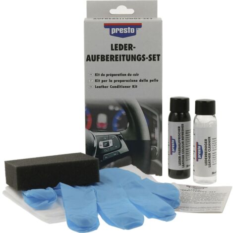Presto Leder Pflege Set - Lederpflege Auto, Kleidung und Möbel ideal zur Lederlenkrad Aufbereitung