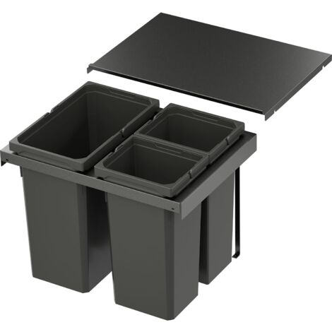 VS Envi Flex Pro Abfalltrennsystem - Mülltrennsystem für KB 600mm 1 x 28/2 x 12,5 Liter Lava
