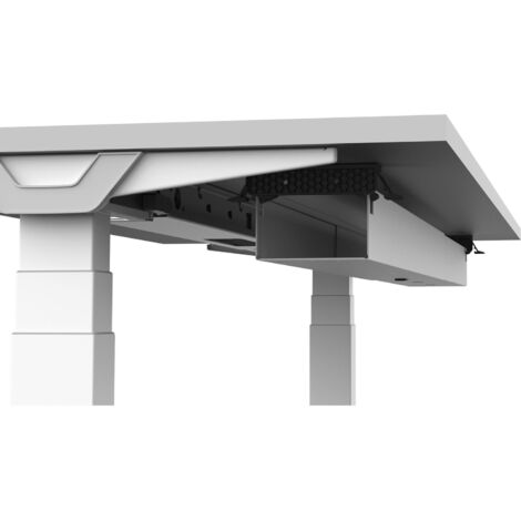 Kabelwanne für Schreibtisch klappbar - Kabelkanal für Tischplattenbreite 1200-1800mm, Stahl alufarbig
