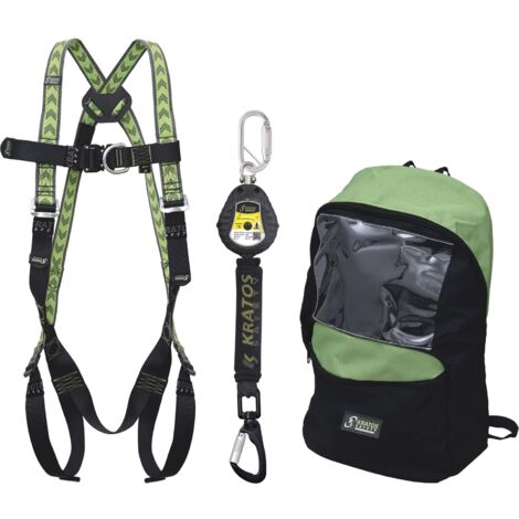 Kratos Absturzsicherung Hubsteiger Set inklusive Auffanggurt, Bandfalldämpfer und Rucksack Gerüstbauer, 1,75m (1/5)