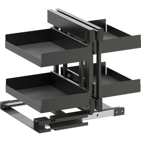 Vauth Sagel VS Cor Flex Eckschrank Auszug Set Essentio für Küchenunterschränke mit KB 900mm inklsusive Ablage mit Antirutschmatte, lava