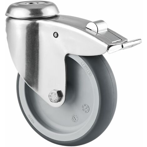 TENTE Lenkrolle Edelstahl Rückenloch 100 mm 80 kg Feststeller