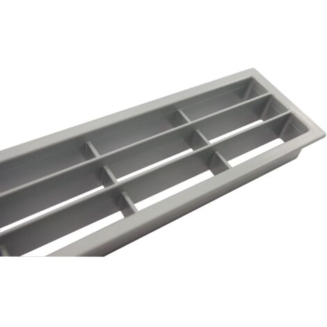 Lüftungsgitter Abluftgitter Möbelbeschlag 458 x 65 mm Kunststoff silber