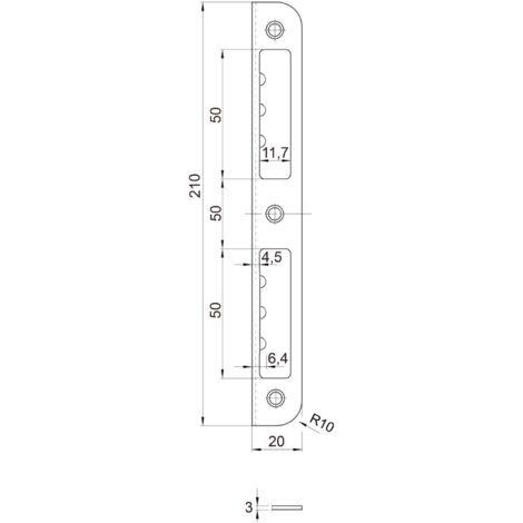 VASALAT Schließblech R10 Gerade - 210x20x3mm Stahl Vernickelt