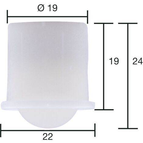 Kugelrolle 0 soft ø 19 mm,Tiefe 19 mm, Kunststoff weiß
