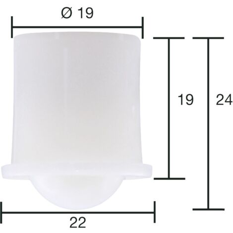 Kugelrolle 0 ø 19 mm, Tiefe 19 mm, Kunststoff weiß