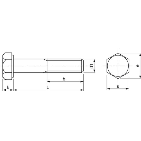 DIN960 8.8 M16x1.5x 80 verzinkt 6kt-Feingewindeschrauben mit Schaft  (ISO8765)