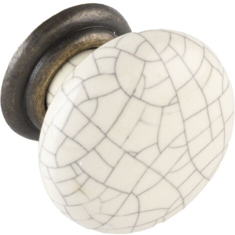 Keramikgriff Tajet ø 34mm, Möbelkonpf Keramik weiß / Zinkdruckguss schwarz matt (1/3)