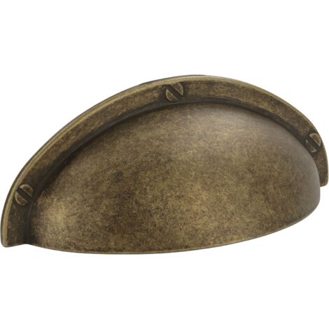Muschelgriff für Schubladen Junit - Schubladengriff Vintage LA 64, Zinkdruckguss messing antik