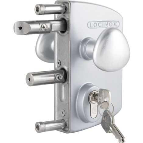 Gittertorschloss - Torschloss Set LAKQ40U2L, PZW, für Vierkantrohr 40-60mm inklusive Tornkauf + Zubehör, Aluminium silberfärbig