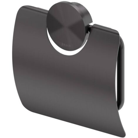 Geesa Toilettenpapierhalter mit Deckel Opal - Klopapierhalter zum Bohren, schwarz gebürstet
