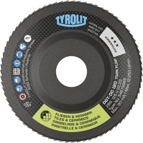 Tyrolit Schleiflamellenteller TwinFlap D/C Premium gekröpft Schleifteller 125 mm K60 (1/5)