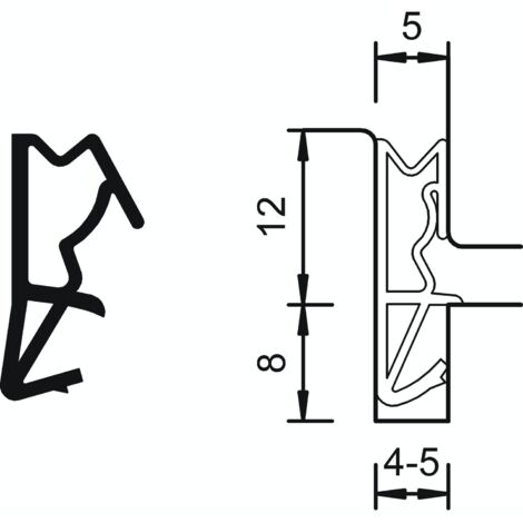Haustürdichtung Deventer S 6512a - 150m Spule, Kunststoff schwarz, Türdichtung für Falzhöhe 12mm, Nutbreite 4-5mm (1/3)