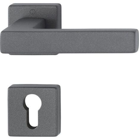 Hoppe Drückergarnitur Austin 2x Türklinke auf Rosette PZ, TS 37-42mm, Alu sandschwarz
