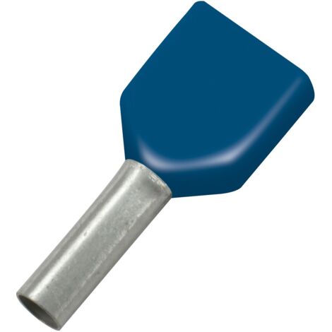 Zwillings Aderendhülsen 2x0,75/8 mit Kragen - Zwillingsaderendhülsen, ideal für zwei Kabel in einer Aderendhülse, blau (1/2)