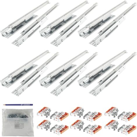 Blum Tandem Teilauszug Set, Schubladenauszug 450mm Blumotion mit praktischer Blum Kupplung, Schubladenführung Tragkraft 30kg - 6 Paar Schubladenschienen mit Kupplung (1/5)