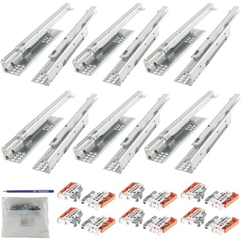 Blum Tandem Teilauszug Set, Schubladenauszug 350mm Blumotion mit praktischer Blum Kupplung, Schubladenführung Tragkraft 30kg - 6 Paar Schubladenschienen mit Kupplung (1/5)
