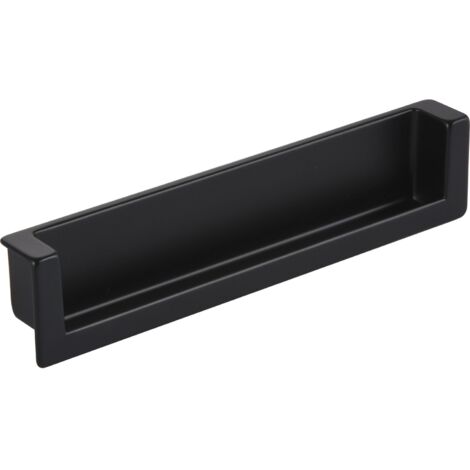 Muschelgriff Syrakus LA 128 Einlassgriff mit Einlassmaß 134x26,2mm, Zinkdruckguss schwarz matt