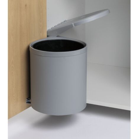Einbau-Abfallsammler 12 Liter Grau - ausschwenkbarer Mülleimer für Schrankmontage, automatischer Deckel, Kunststoff, 265x290x265mm