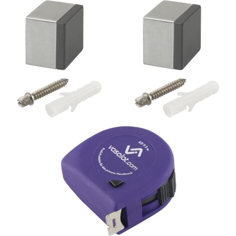 vasalat Türstopper Wand mit Dämpfer - Tür Stopper Wand mit Gummipuffer 25x25mm, Höhe 20mm, Türpuffer zum Schutz von Wand & Tür, Edelstahl matt - 2 Stück (1/4)