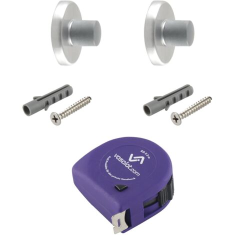vasalat Türstopper Wand mit Dämpfer - Tür Stopper Wand mit Gummipuffer ø 20mm, Höhe 28mm, Türpuffer zum Schutz von Wand & Tür, Aluminium silber eloxiert - 2 Stück (1/4)