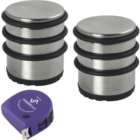 vasalat Türstopper schwer 1,5kg - Tür Stopper Boden mit Gummipuffer ø 65mm, Höhe 75mm, Türpuffer zum Schutz von Wand & Tür, Edelstahl poliert - 2 Stück (1/4)