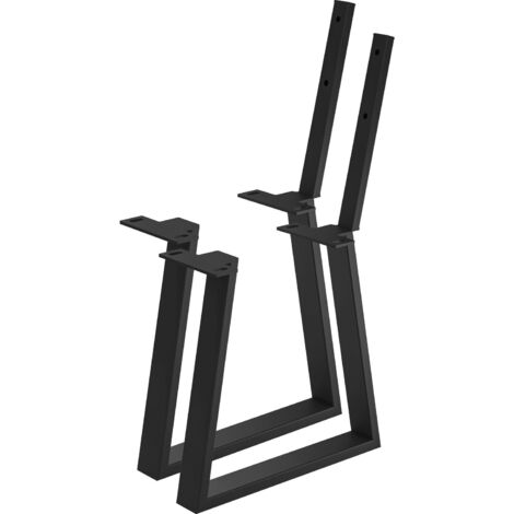 Bankkufe Etsi Trapez mit Lehne 480 mm Stahl schwarz pulverbeschichtet strukturiert - RAL 9005 - mit Rückenlehnenhalterung - 2er-Set (1/2)