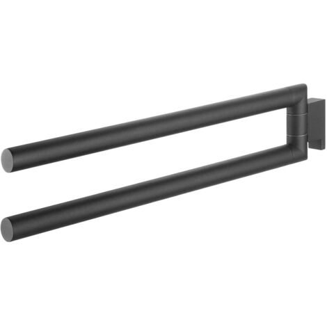 Tiger Handtuchhalter 2 armig Wand Bold, Handtuchstange zweiarmig zum Bohren, Metall schwarz